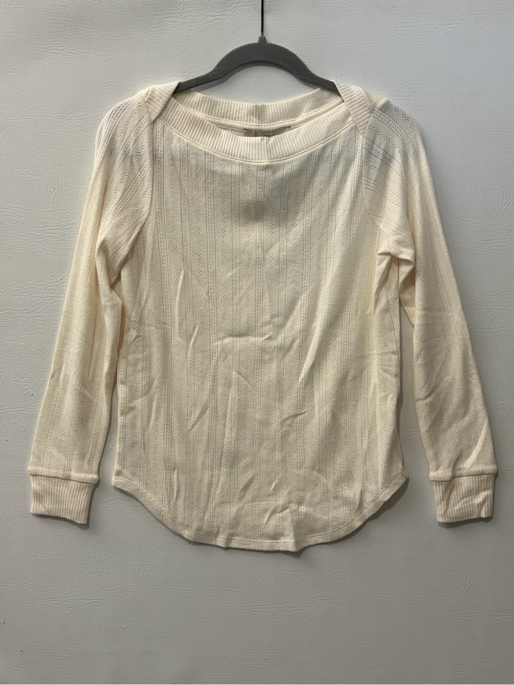 LOFT Cream Textured Long-Sleeve Knit Top Medium NWT
